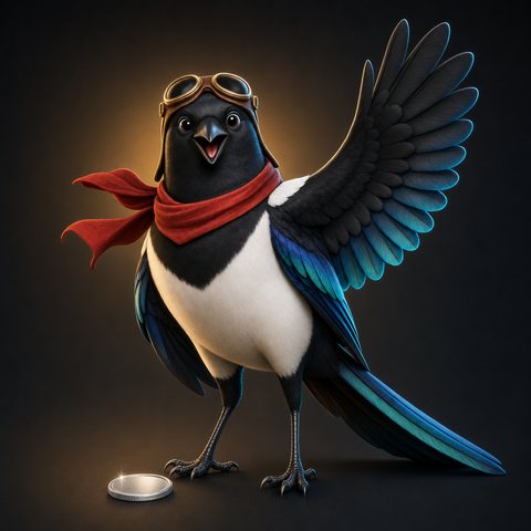 De ekster van dagstunt zwaait